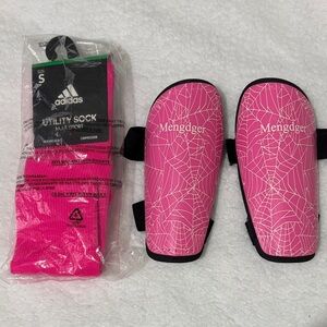 adidas Kids Pink Spider Web Shin Guards and Socks